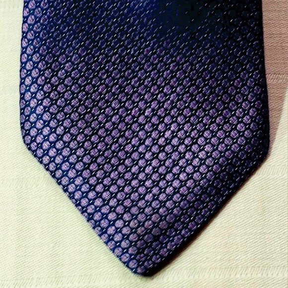 CALVIN KLEIN men's SILK neck tie with micro-dot pattern,  silk / navy blue - Picture 10 of 14